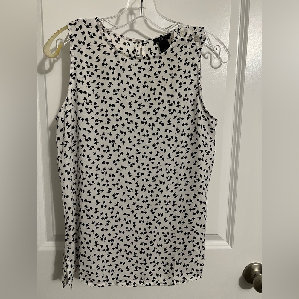 White and Black Pattern Ann Taylor Sleeveless Top